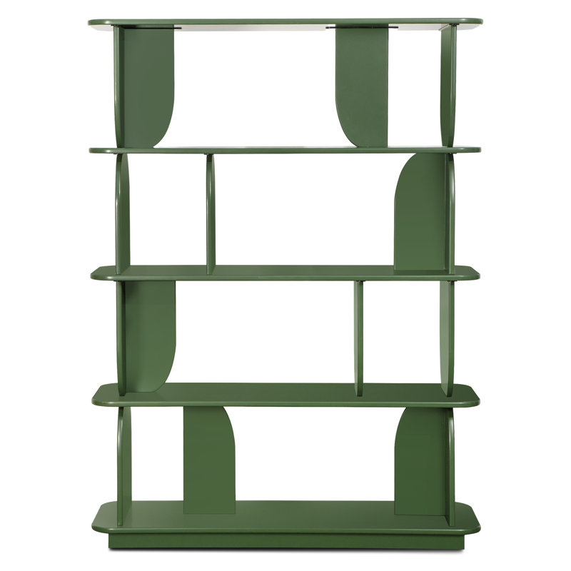 Padua 62" Sculptural 4-Tier Wood Bookshelf, Basil Green