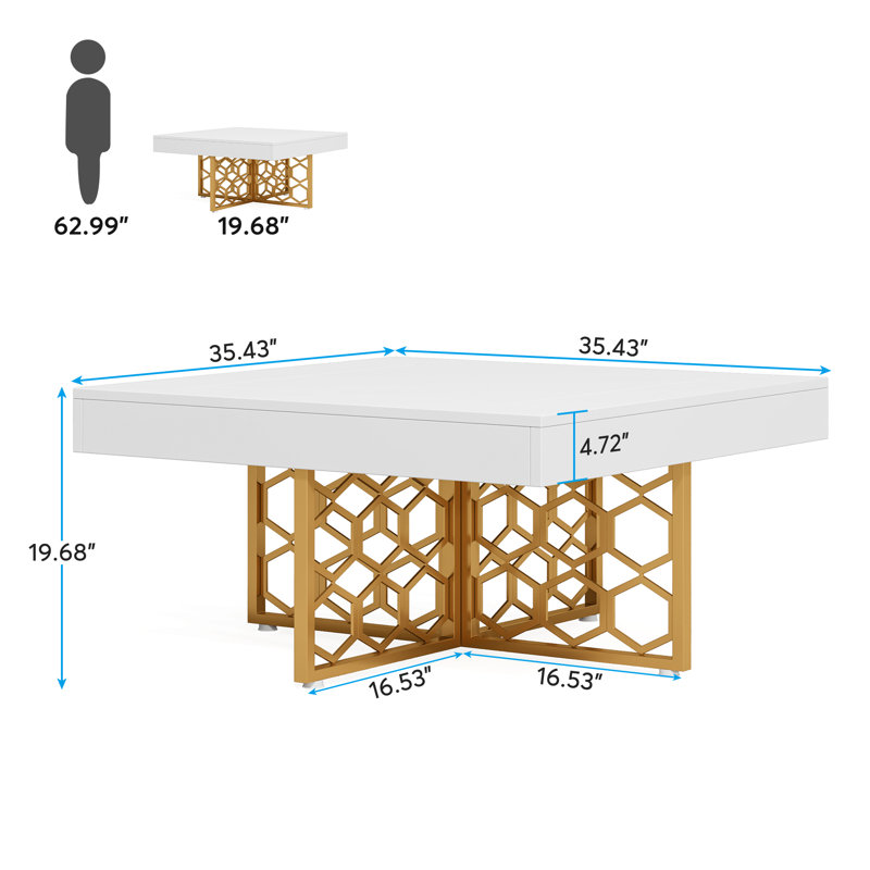 Maridell White ang Gold Square Coffee Table