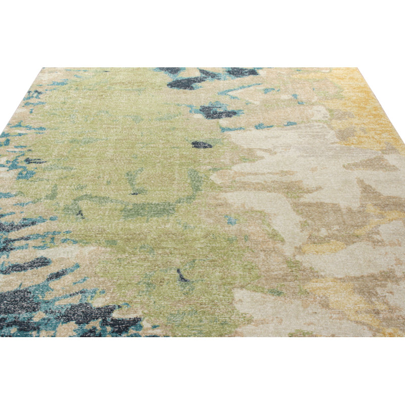 Distressed Homage Hand Knotted Wool Abstract Area Rug, Rectangle 10' x 14'