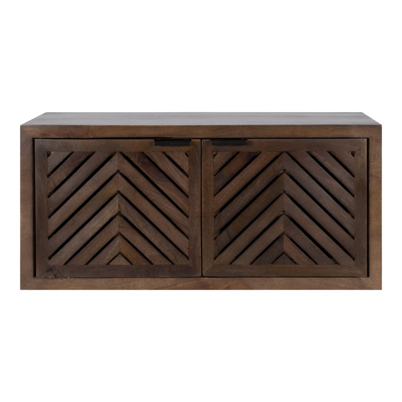 Armoire d'appoint à 2 portes en bois massif Valatie, Brun naturel