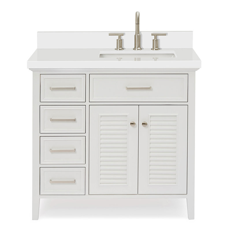 Kensington 37'' W Single Vanity, White, Italian Carrara Marble