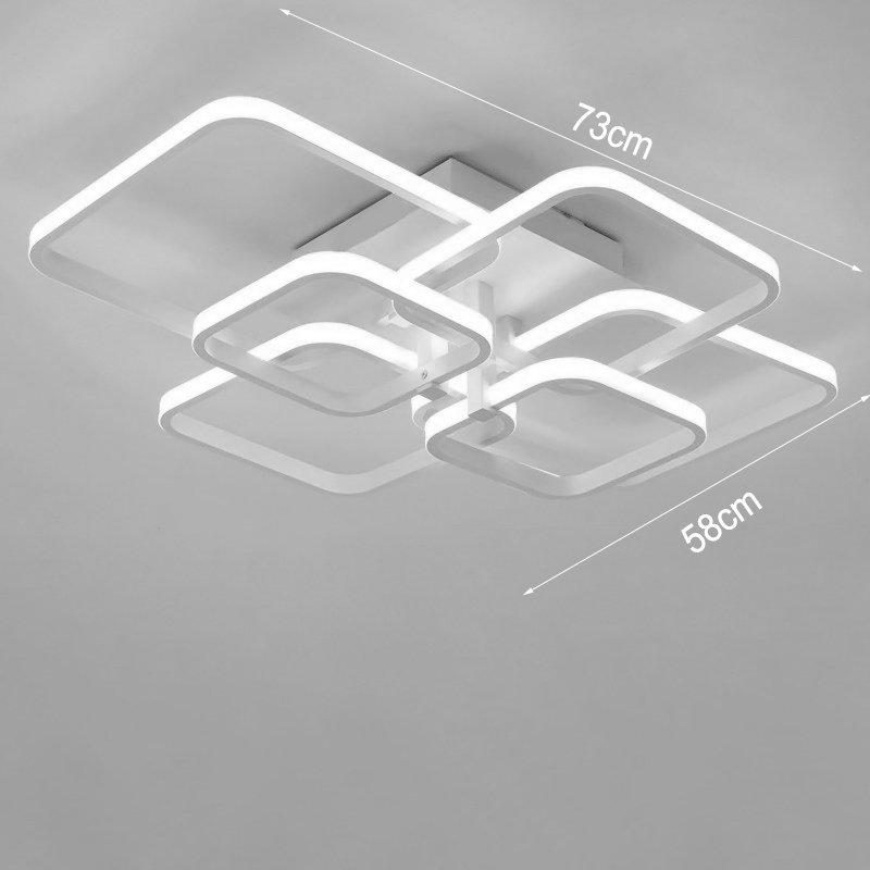 framed square 6-head modern ceiling light, Silver