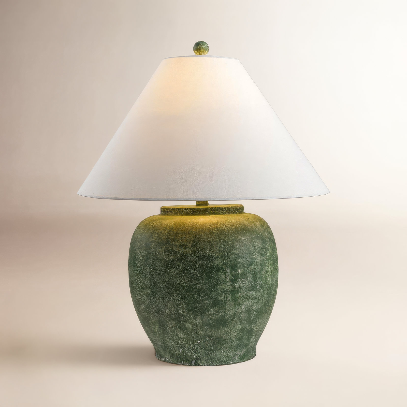 Concrete Table Lamp, White, Green