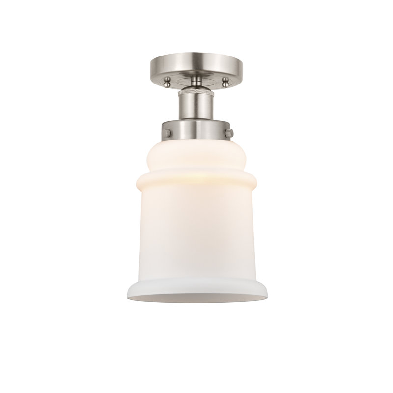 Alvi Glass Semi Flush Mount, Matte White, Brushed Satin Nickel