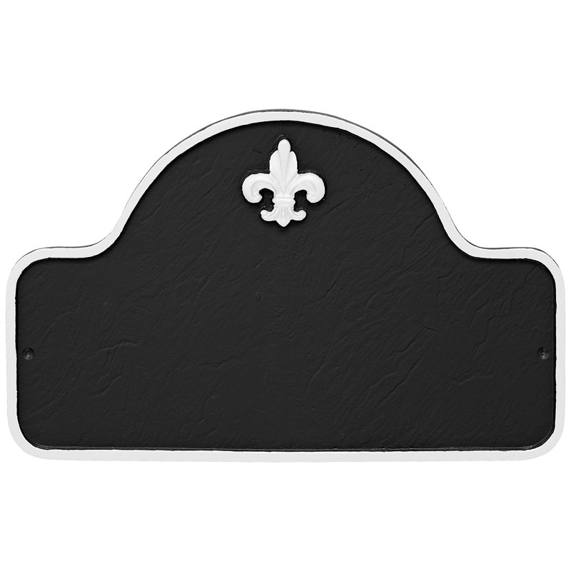 Plaque d'adresse à deux lignes Fleur de Lis Lexington, Noir / Blanc, Oui