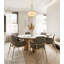Lustre 6 branches en argent vieilli avec abat-jour en tissu et cristaux