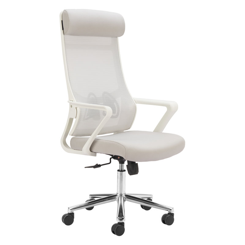 High Back Ergonomic Office Chair Light Gray Mesh Swivel Rolling Desk Task Chair Adjustable Modern