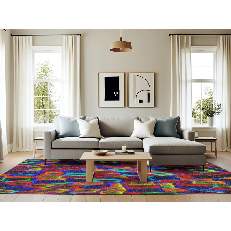 Geometric Indoor Rug, Rectangle 6' x 9'