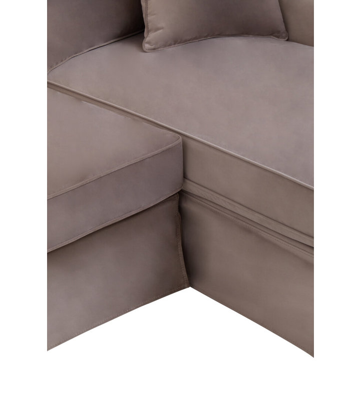 4 Seater Velvet Sofa & Chaise, Brown