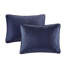 Couvre-lit 3 pièces en microfibre et rembourrage bleu marine, en médaillon, lavable à la machine, design transitionnel réversible à 100%, style-122455728-122455731