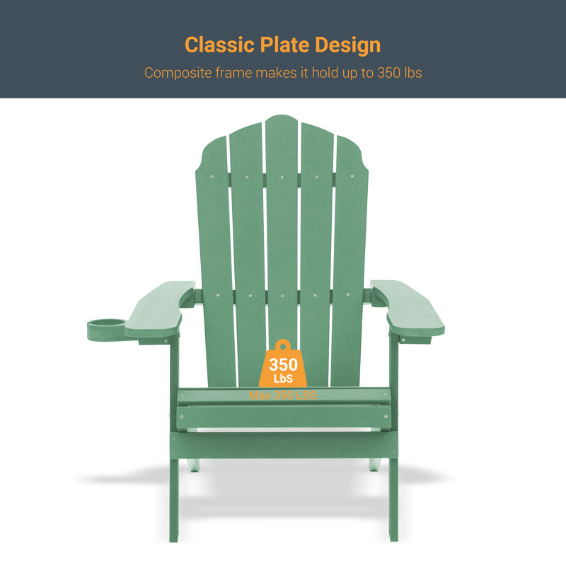 Chaise Adirondack pliante HIPI résistante aux intempéries, Dark Green