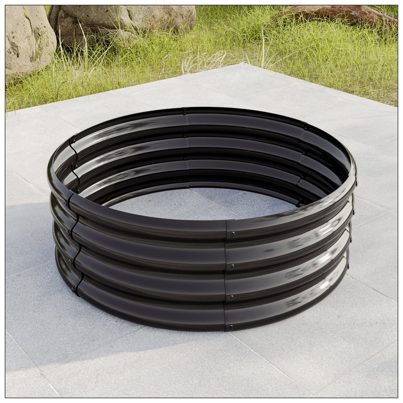 Lit de jardin surélevé rond en métal, Noir, H 11,42 po x l 32,08 po x P 32,08 po