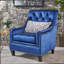 Fauteuil club velours bleu marine