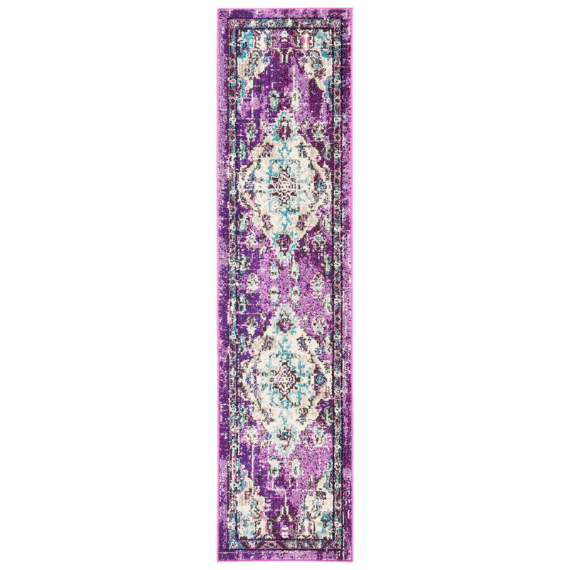 Tapis oriental en polypropylène tissé à la machine Brynlee, Tapis de couloir 2 pi 2 po x 6 pi