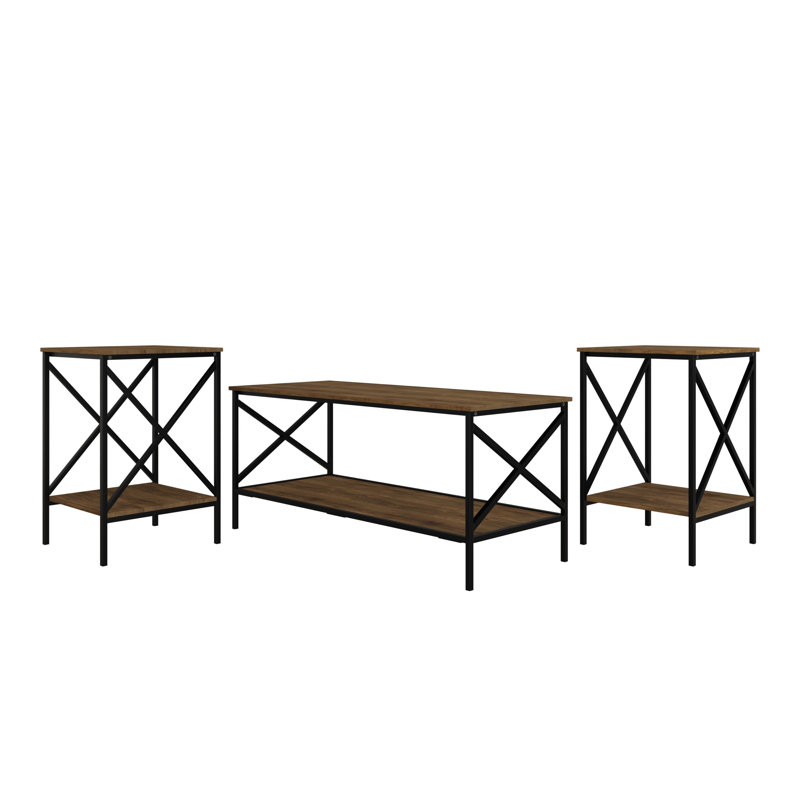 Chanute 3-Piece Coffee Table Set, Brown