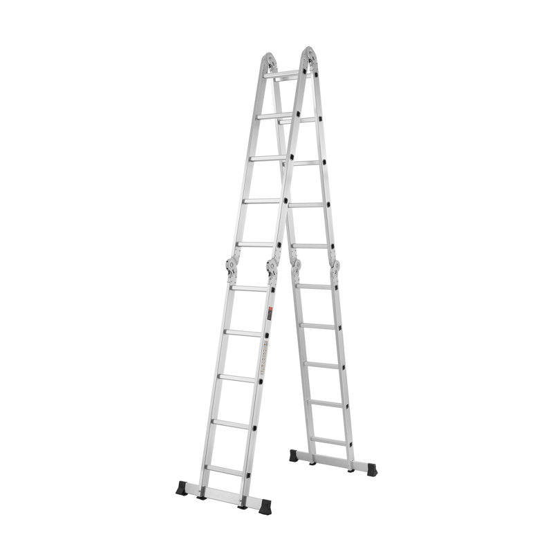 Échelle pliante multi-usages 7-en-1 5 marches 19 pieds hauteur métal, 10.8", Argent argent, 58.9"