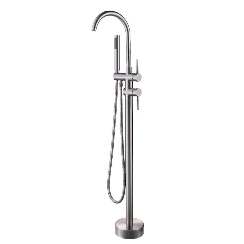 Floor Tub Filler, Brushed Nickel