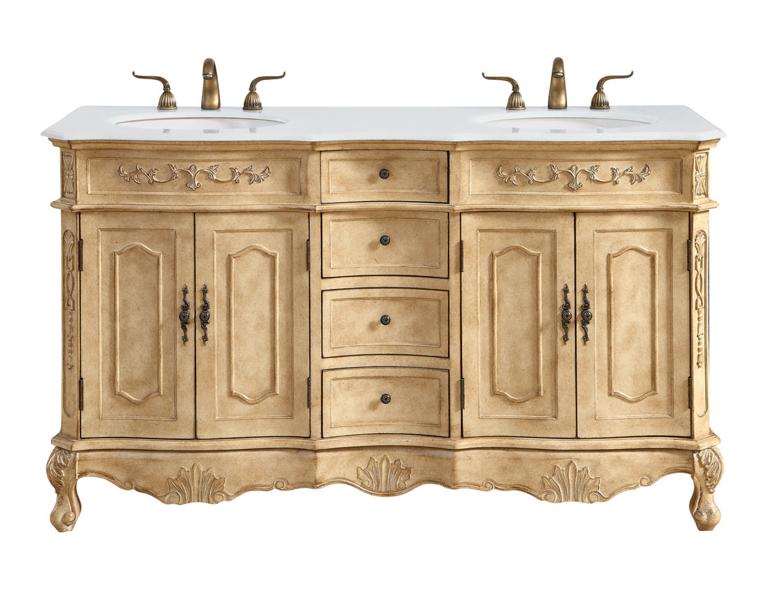 Lunette 60'' Double Bathroom Vanity with Top Etta Avenue™ Base 