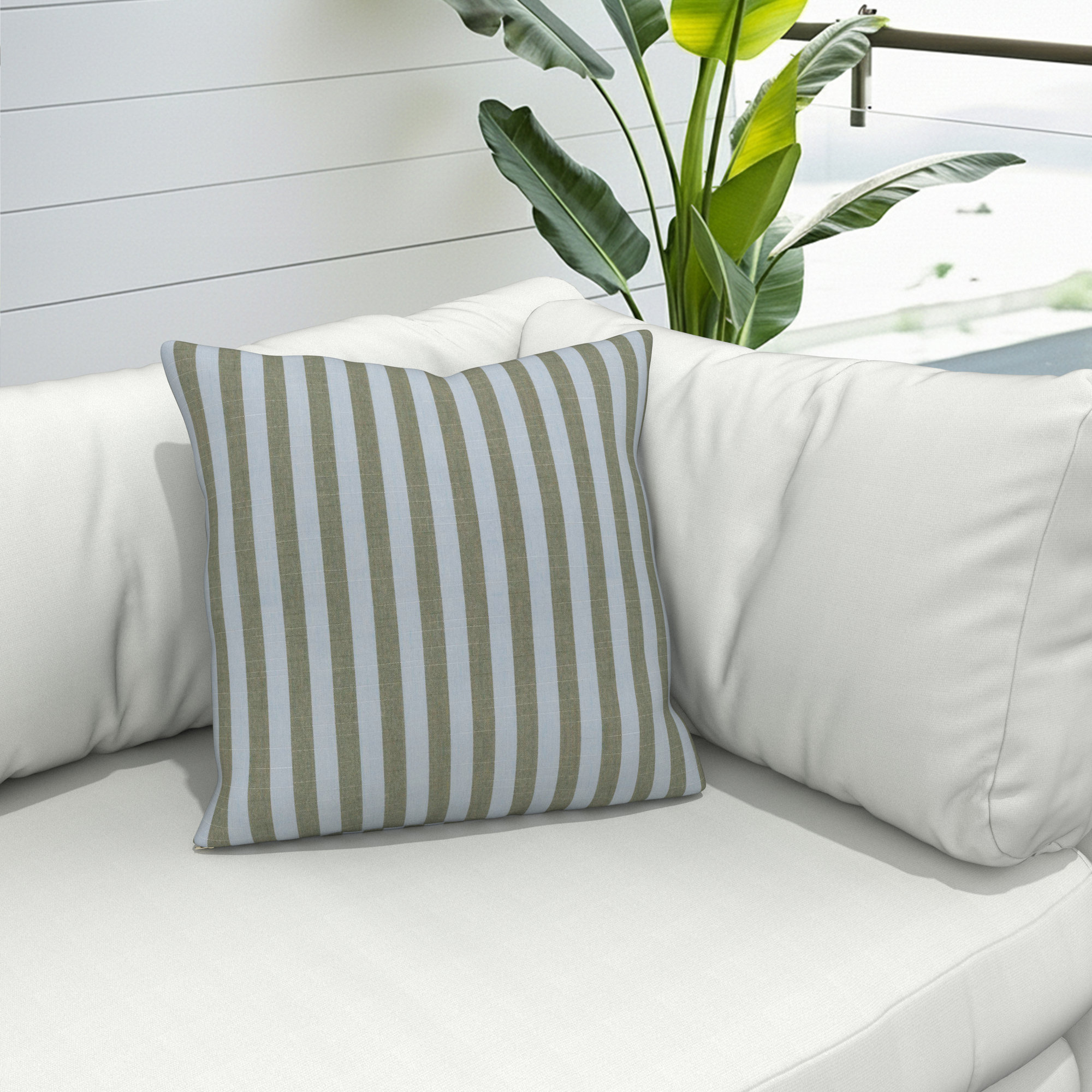 Lani Sunbrella Outdoor/Indoor Throw Pillow, Sail Away Aloe, Square 20"