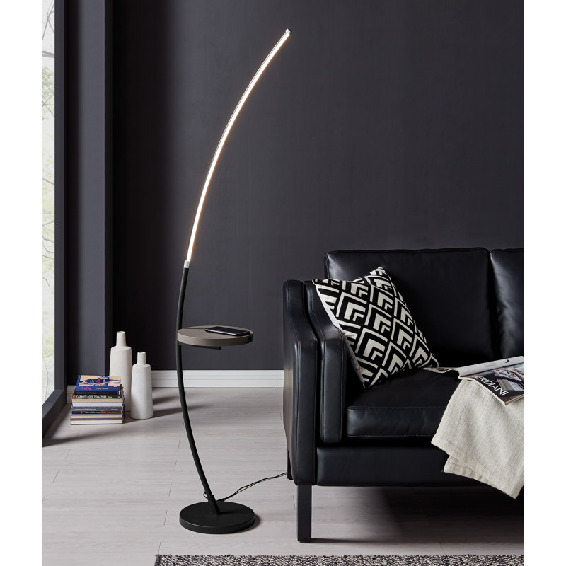 Seine 67.5'' LED Tray Table Floor Lamp with USB, Black