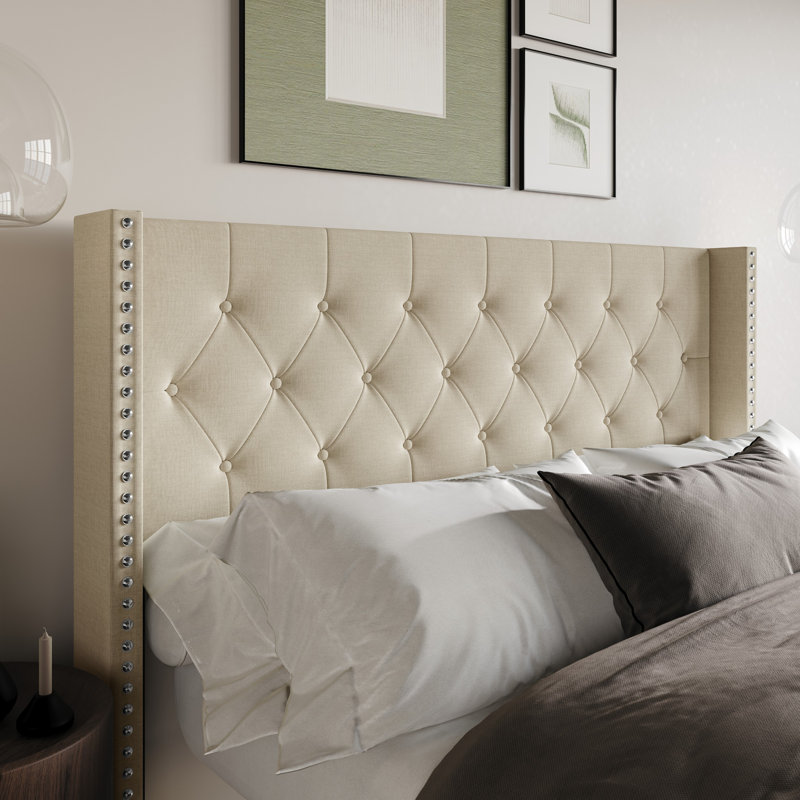 Tête de lit tapissier Grinnell, Beige, Très grand