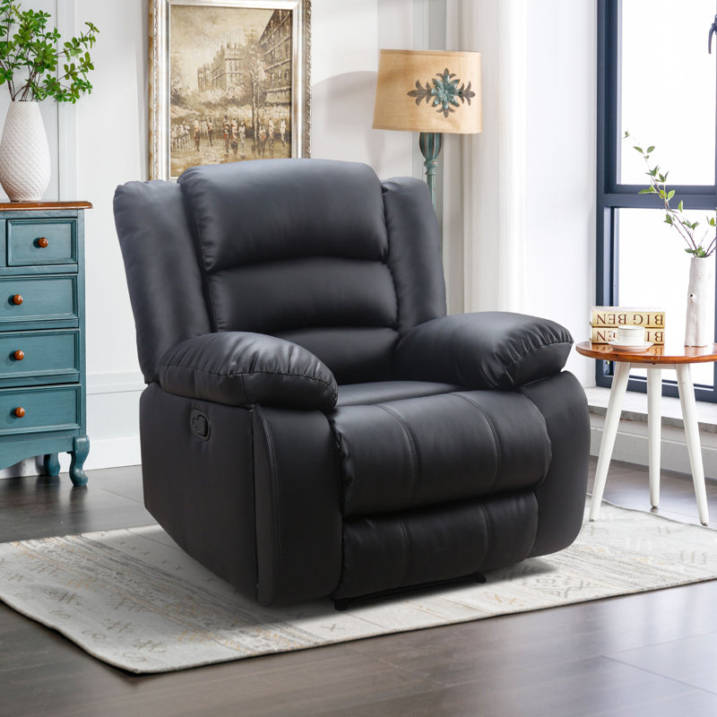 Fauteuil inclinable manuel en cuir végétalien Lamyiah, Noir