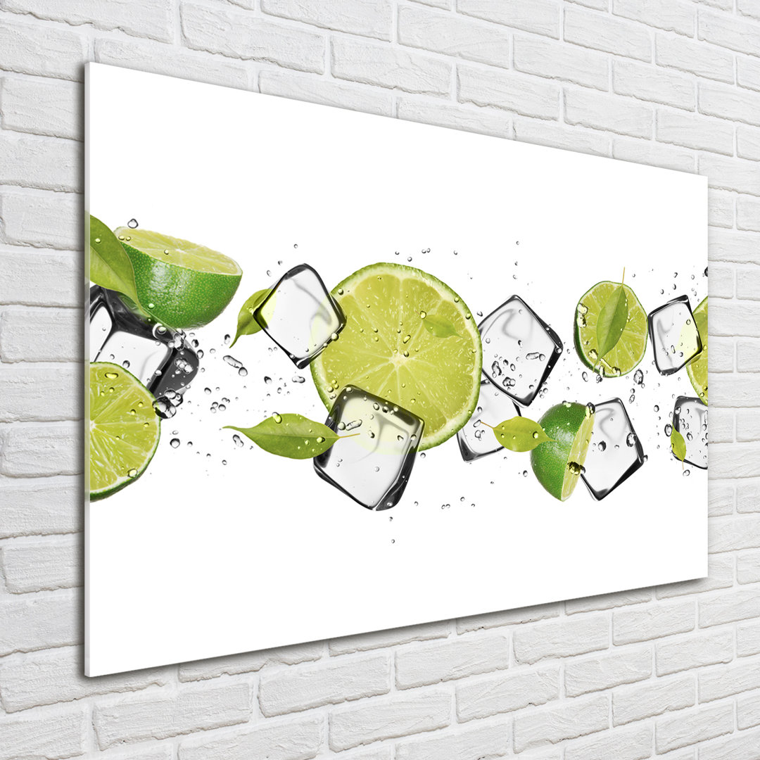 Glasbild Limette mit Eis