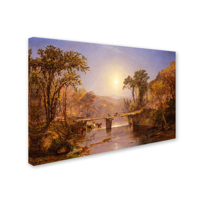 « indien summer on delaware river » par jasper cropsey, reproduction d’art sur toile tendue encadrée