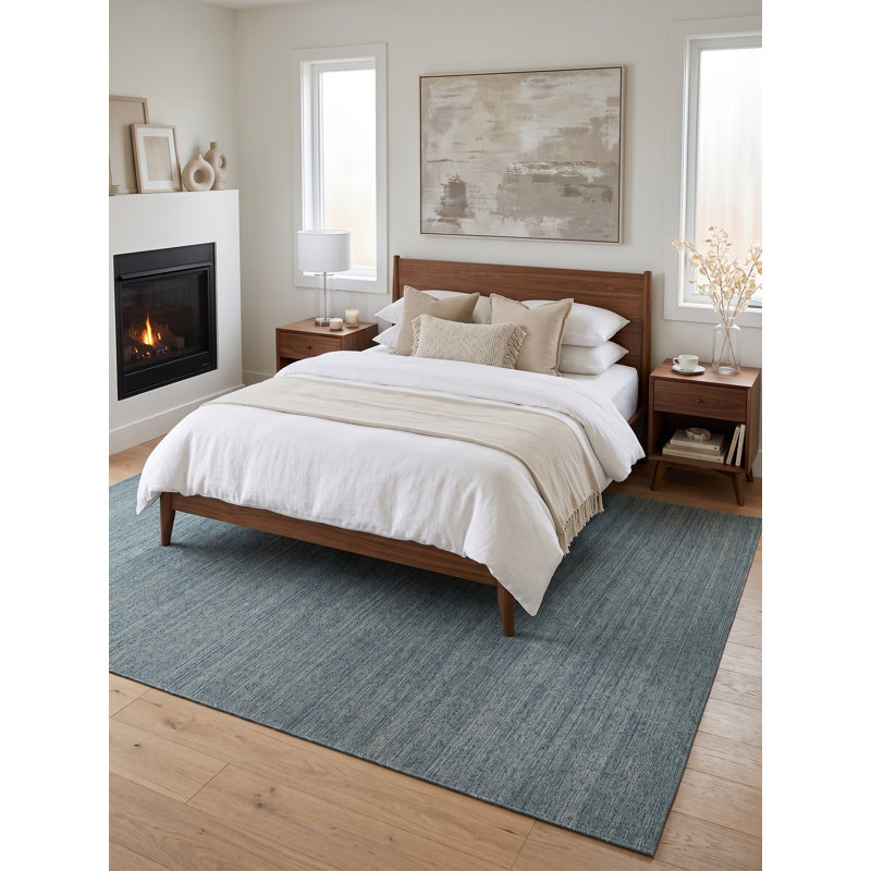 Masala Hand Loomed Abstract Area Rug in Slate/Ivory, Rectangle 9' x 12'