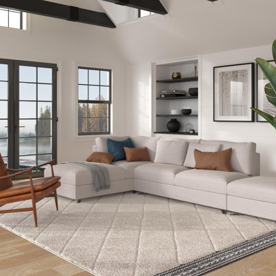 Cream Polypropylene Tufted Area Rug 8x10