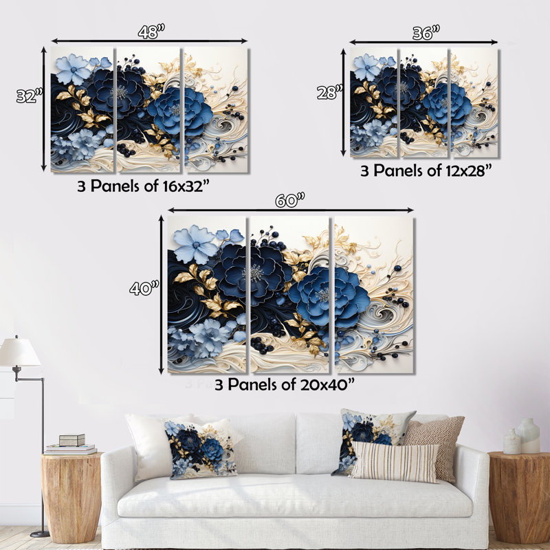 " Liquid Ink Spiralscape I " 3 - Pieces, 40" H x 60" W x 1" D
