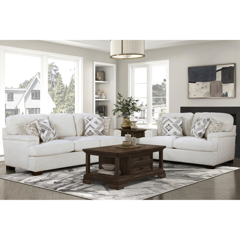 Chenille de salon de luxe crème avec support en bois massif et coussins réversibles avec pieds