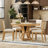  Extendable Round Dining Table Set with Solid Wood Base and 4 Upholstered Chairs, Vintage Finish-1078479069