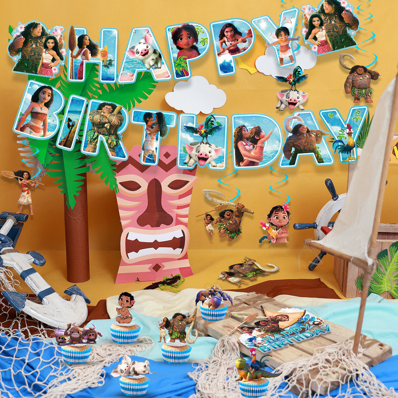 Moana Party Supplies Set, 35 Pcs Moana Themed Birthday Decorations