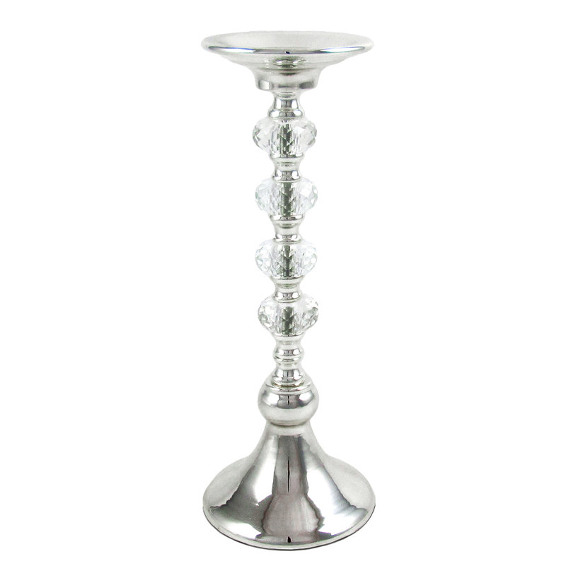 Bougeoir de table en cristal, Argent, H 13 po x l 5 po x P 5 po
