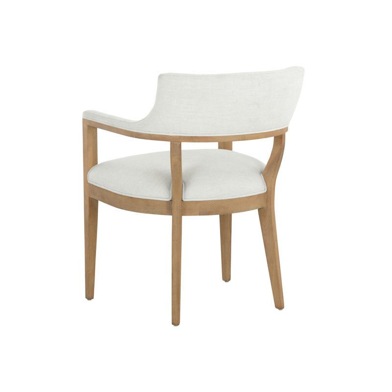 Upholstered Arm Chair, Cream, Natural Wood