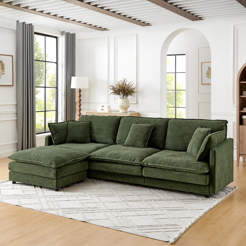 Canapé modulaire en L avec repose-pieds et canapé convertible surdimensionné 4 places Modern Home Living Room