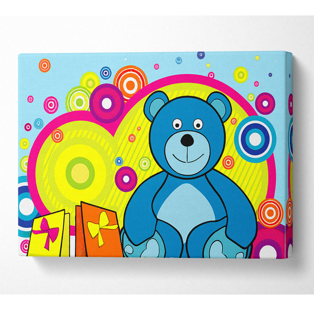 Teddybär Kreise Baby Blau - Druck