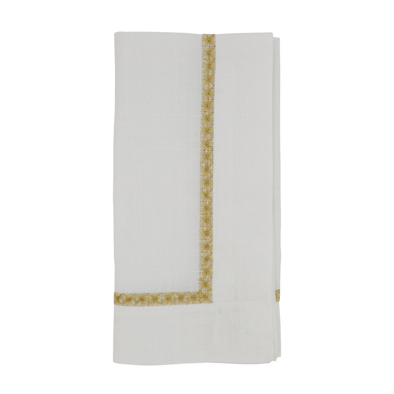 Mayer Collection Polyester Embroidered Square Napkin, Gold