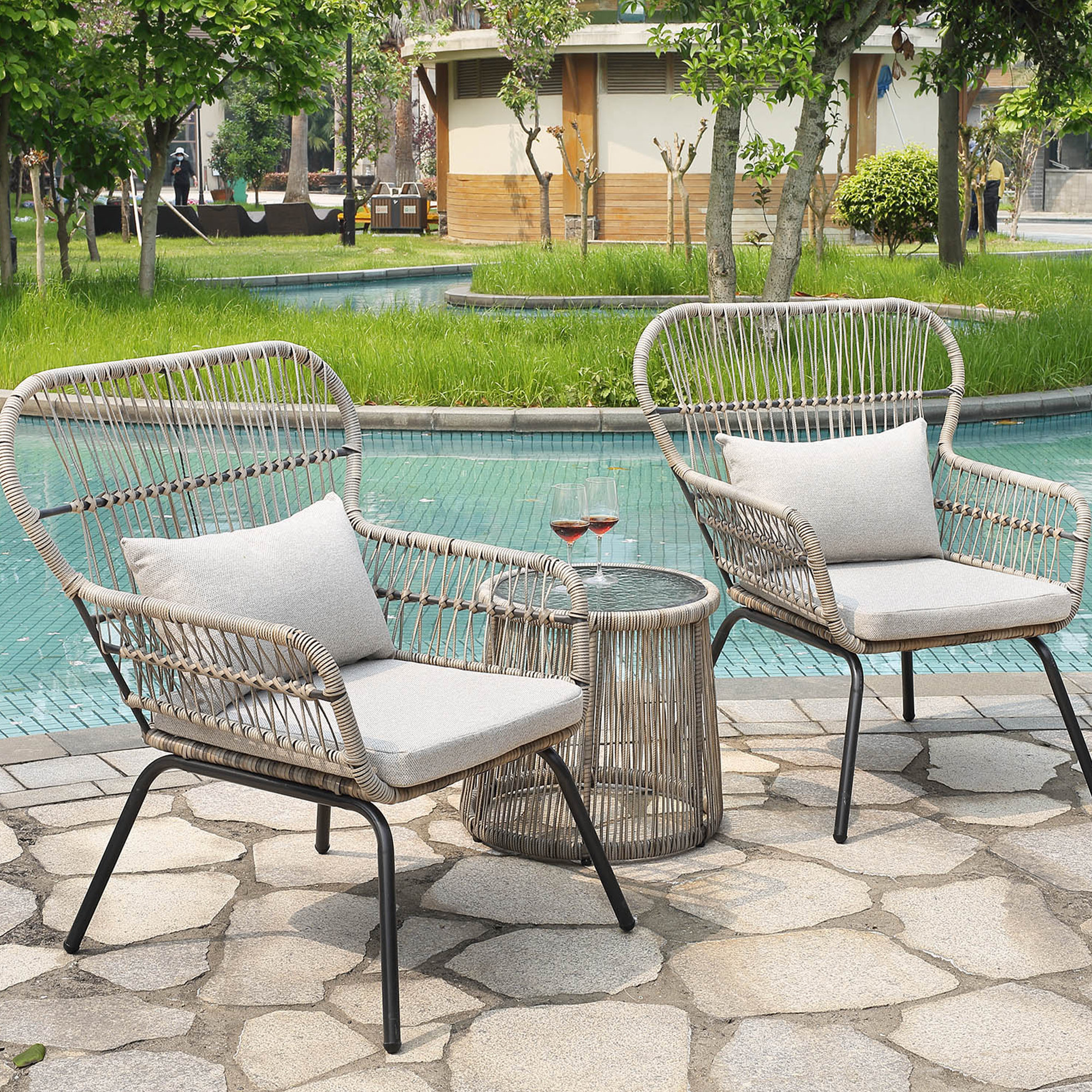 Bay Isle Home Dawna 2 - Person Outdoor Seating Group with Cushions ...