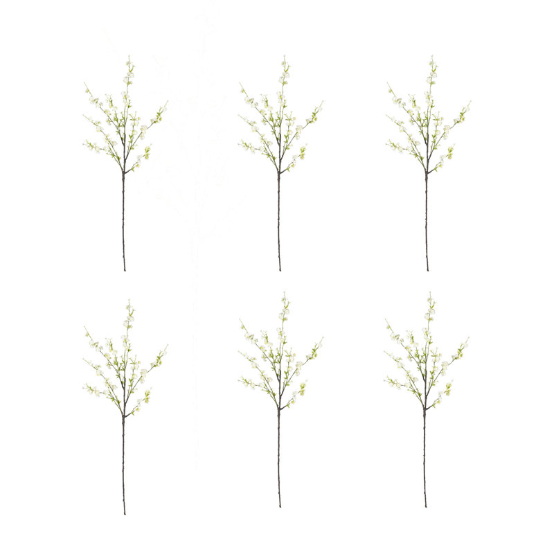 6 branches de fleurs, blanc
