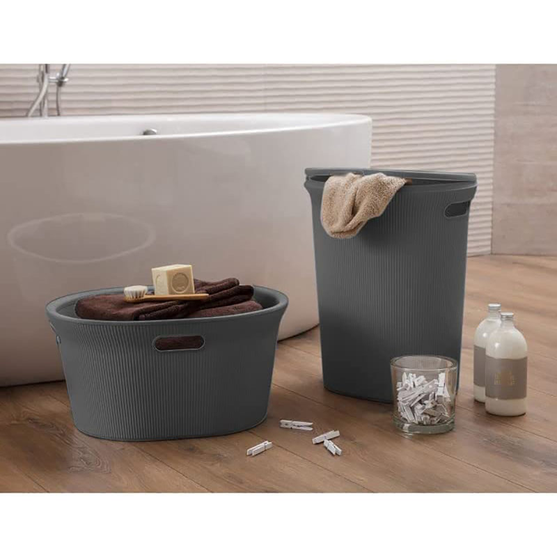 Plastic Laundry Set with Handles, Gray