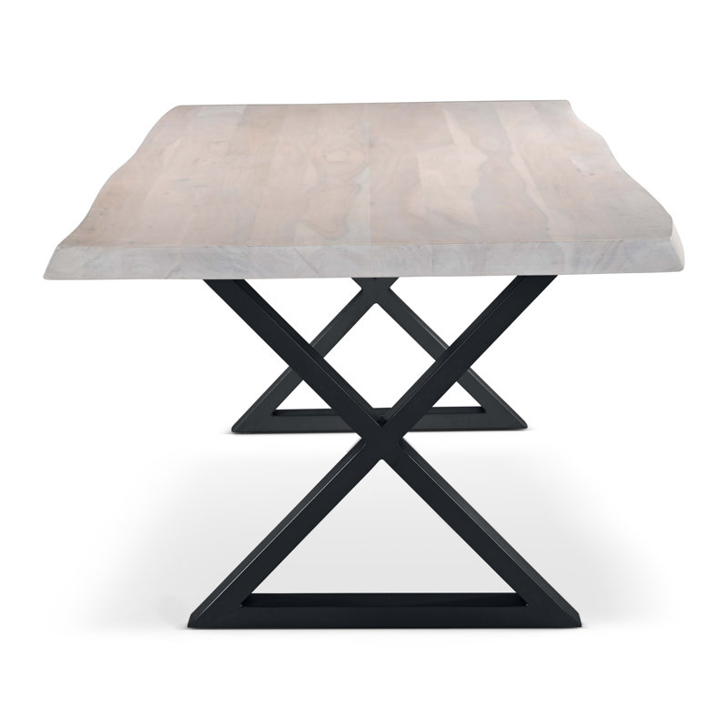Brooks X Base Dining Table, Black, White Wash, 29.75"H x 92"L x 40"W