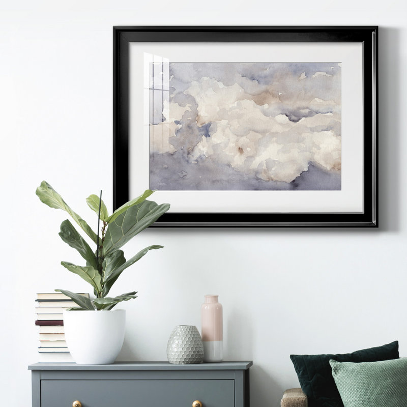 Clouds In Neutral II - peinture encadrée, Noir, H 22,5 po x l 30,5 po x P 1 po, Blanc