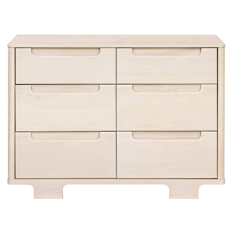 Yuzu Crib, 3 Drawer And 6 Drawer Dresser Set, Washed Natural