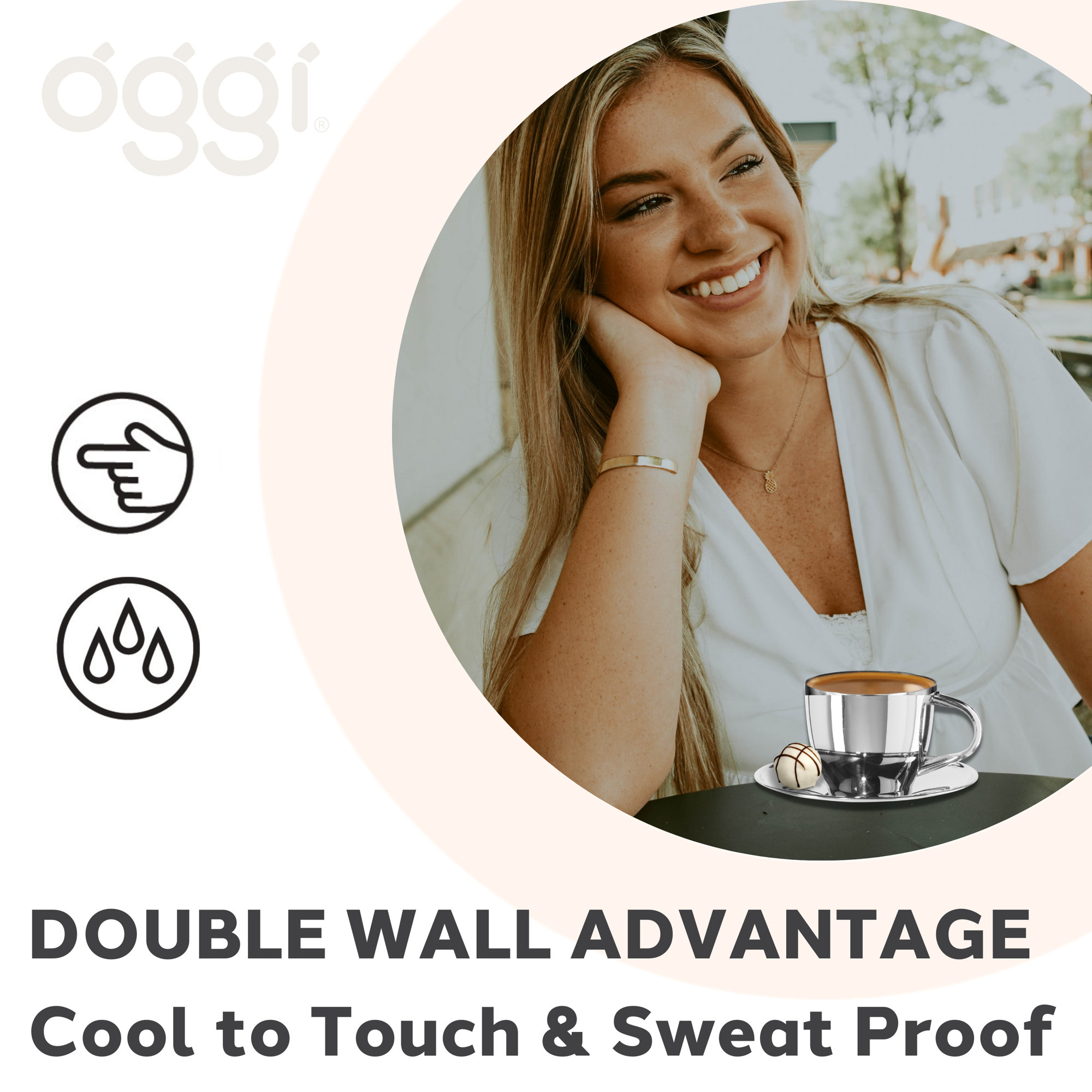 Oggi Brew Stainless Steel Cup & Saucer (175 Ml, 6 Oz), 6 fl.oz.