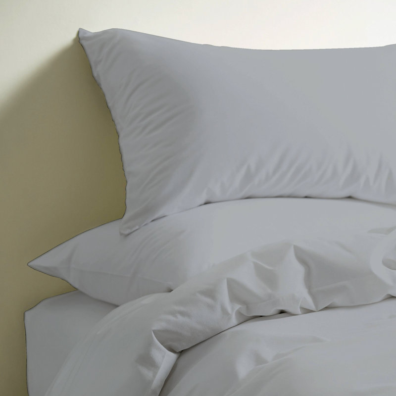 Henington Cotton Solid Colour Duvet Cover with Pillowcases Included, Double Duvet Cover - 2 Standard Pillowcases, Light Grey