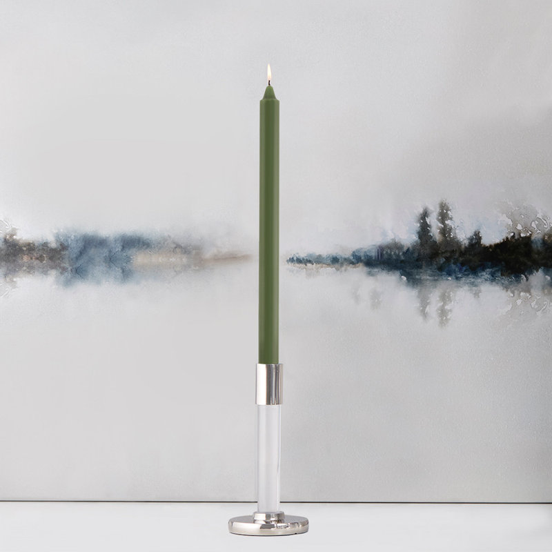Root Candles Unscented Taper Candle, 12" H x 0.88" W x 0.88" D, Dark Olive