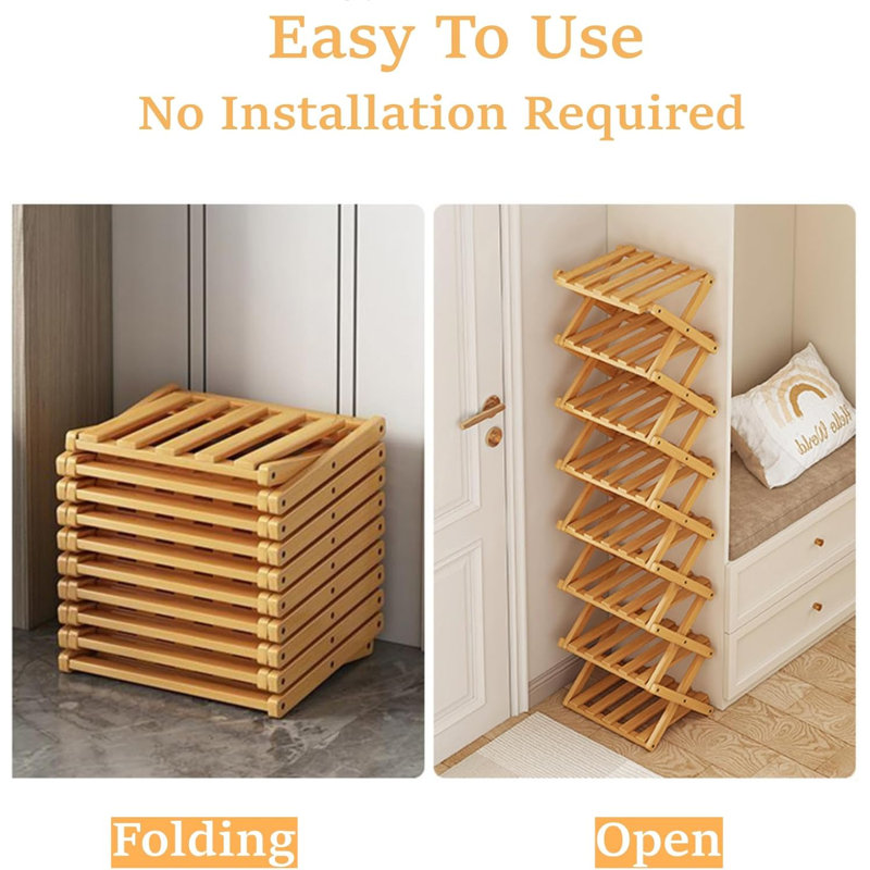 6-tier Bamboo Shoe Rack Foldable Free-standing Shelf
