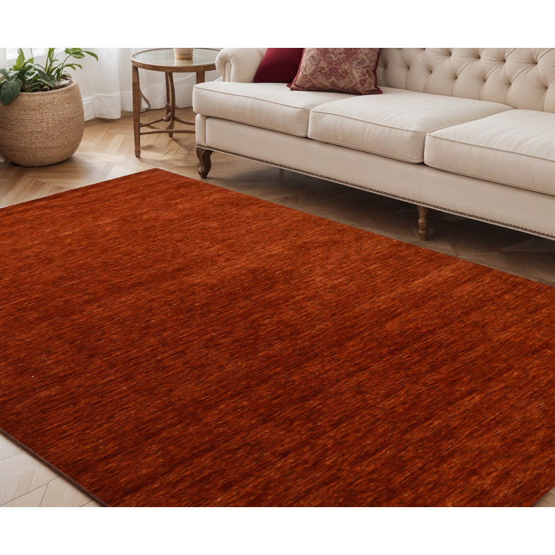 5' X 8' Red Wool Hand Woven Area Rug